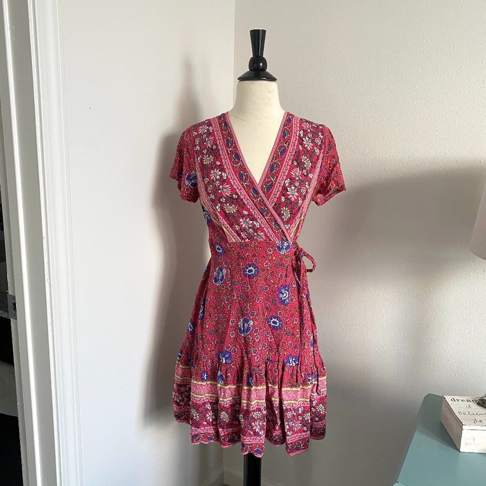 Bohemian V-Neck Split Wrap Dress